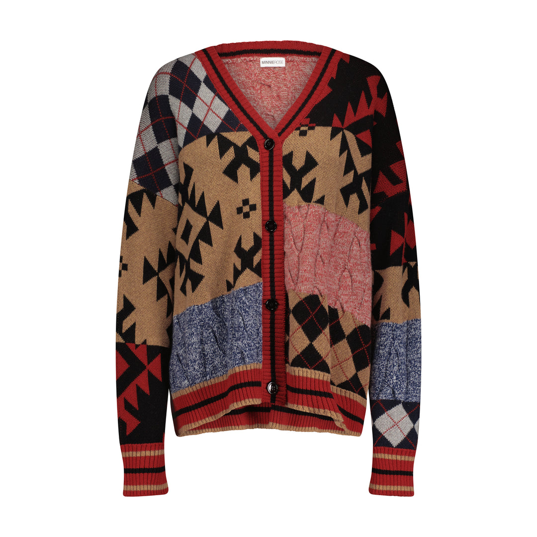 Cotton/Cashmere Patchwork Boxy Cardigan
