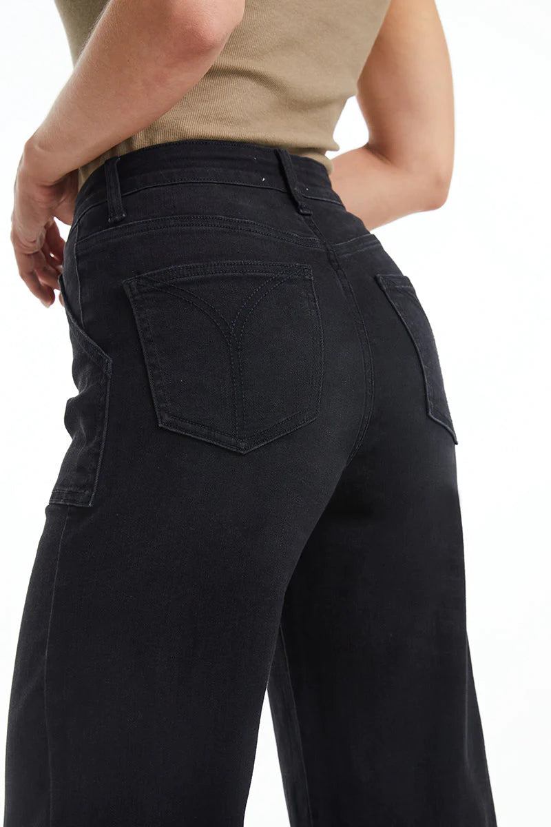Utility Patch Pocket Wide Leg Jeans