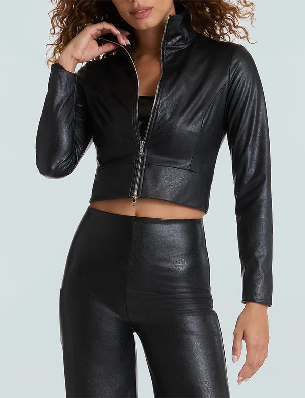 Faux Leather Crop Biker Jacket