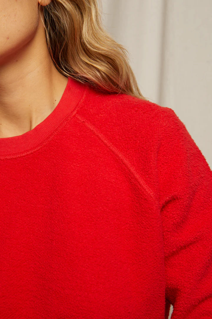 Reverse Fleece Crew - Poppy Red