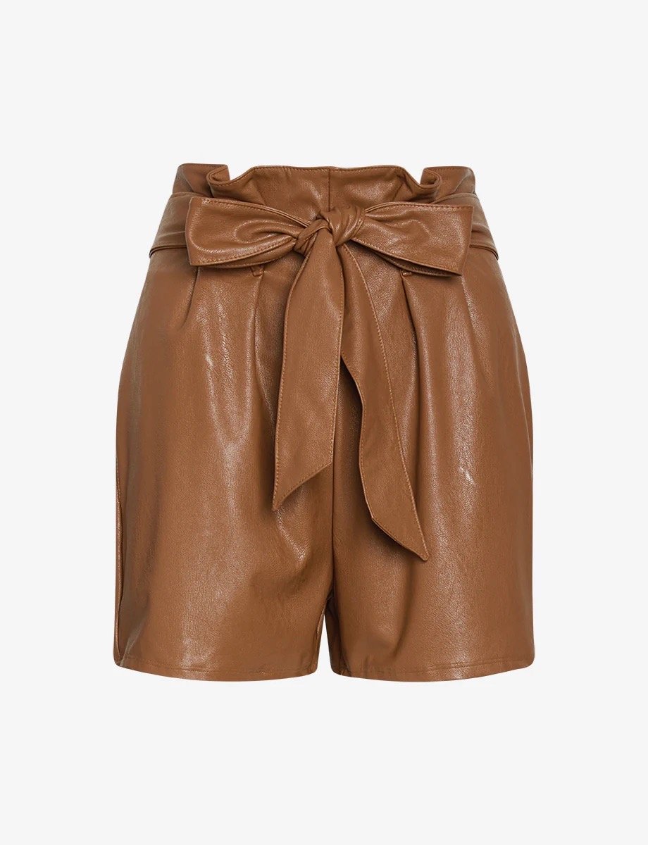 Faux Leather Paperbag Short